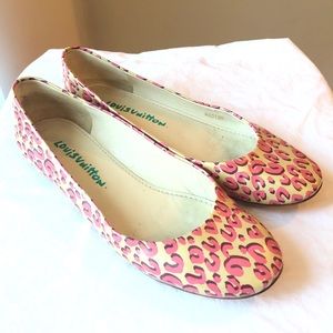 Louis Vuitton pink vernis leopard ballet flats